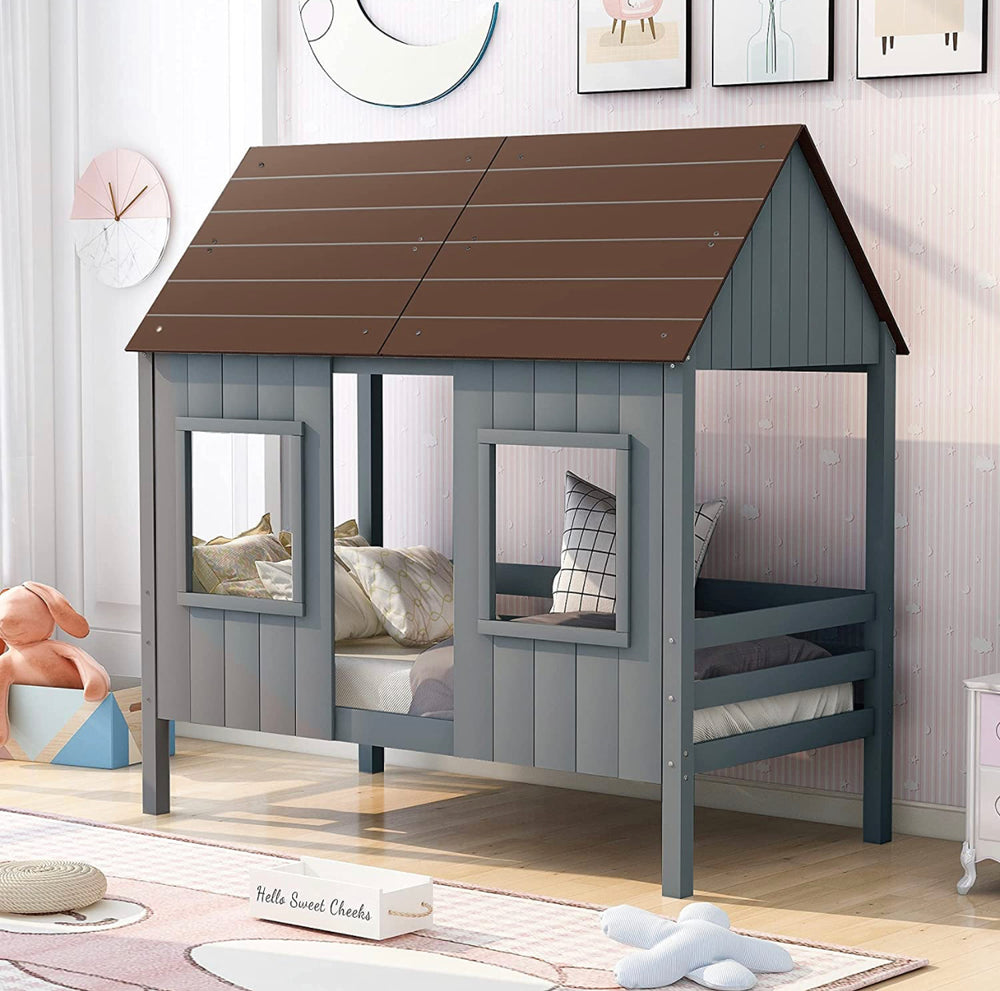 
            
                Load image into Gallery viewer, House Shaped Montessori Loft Bed
            
        